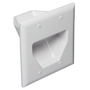 2-Gang Recessed Low Voltage Cable Plate