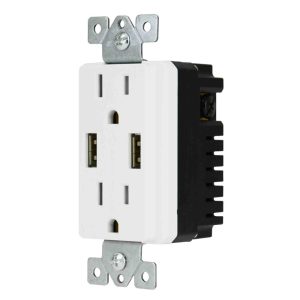 4 Amp USB A/A Receptacle, White
