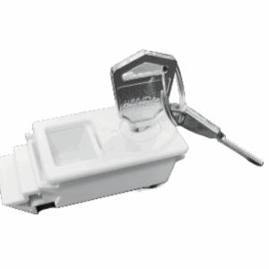 white snap in keyed lock for hinged enclosure doors (2 keys)