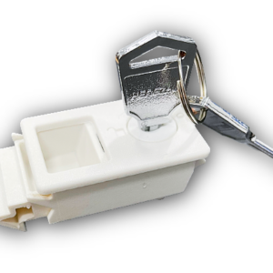 white snap in keyed lock for hinged enclosure doors (2 keys)