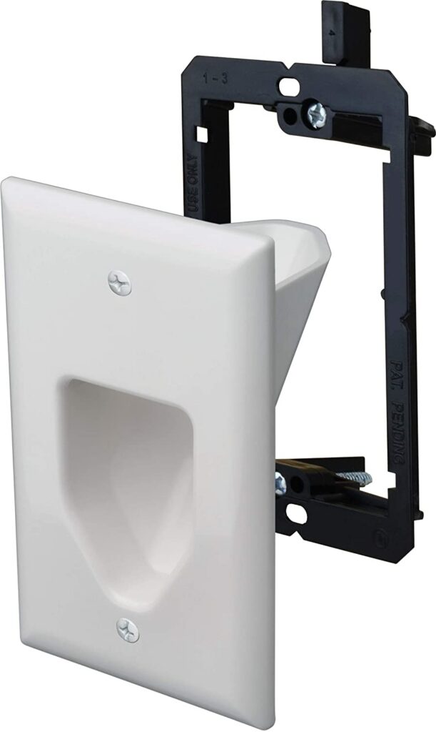1 gang recessed lv cable plate w/ lv bracket